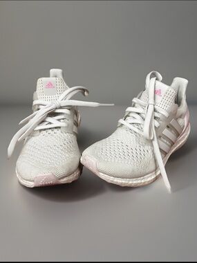 Adidas Ultraboost 1.0 Big Kids' Shoes Crystal White-Crystal White-Pink Size 4